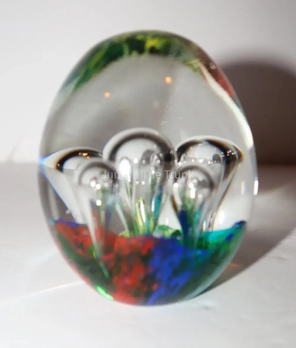 Art Blown Glass Paperweight Egg